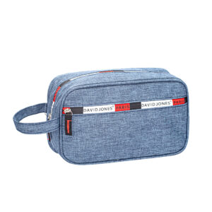 David Jones Men’s Toiletry Bag Travel Organizer with Wrist Strap | Stylish & Durable Grooming Pouch | Color Blue